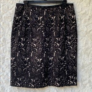 Talbots Black/White Print Pencil Skirt SZ10